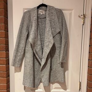 BB Dakota Light Gray Draped Open Front Cardigan Coat